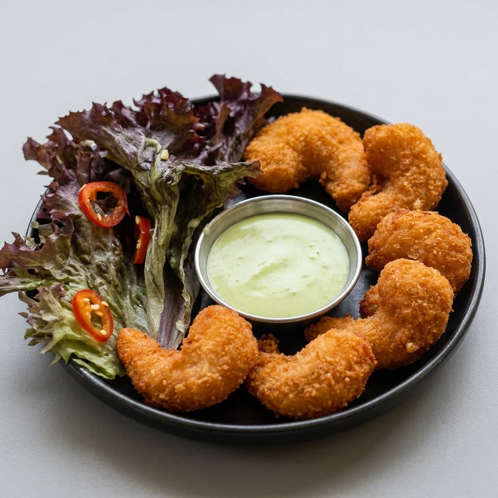 Креветки в кляре с соусом васаби