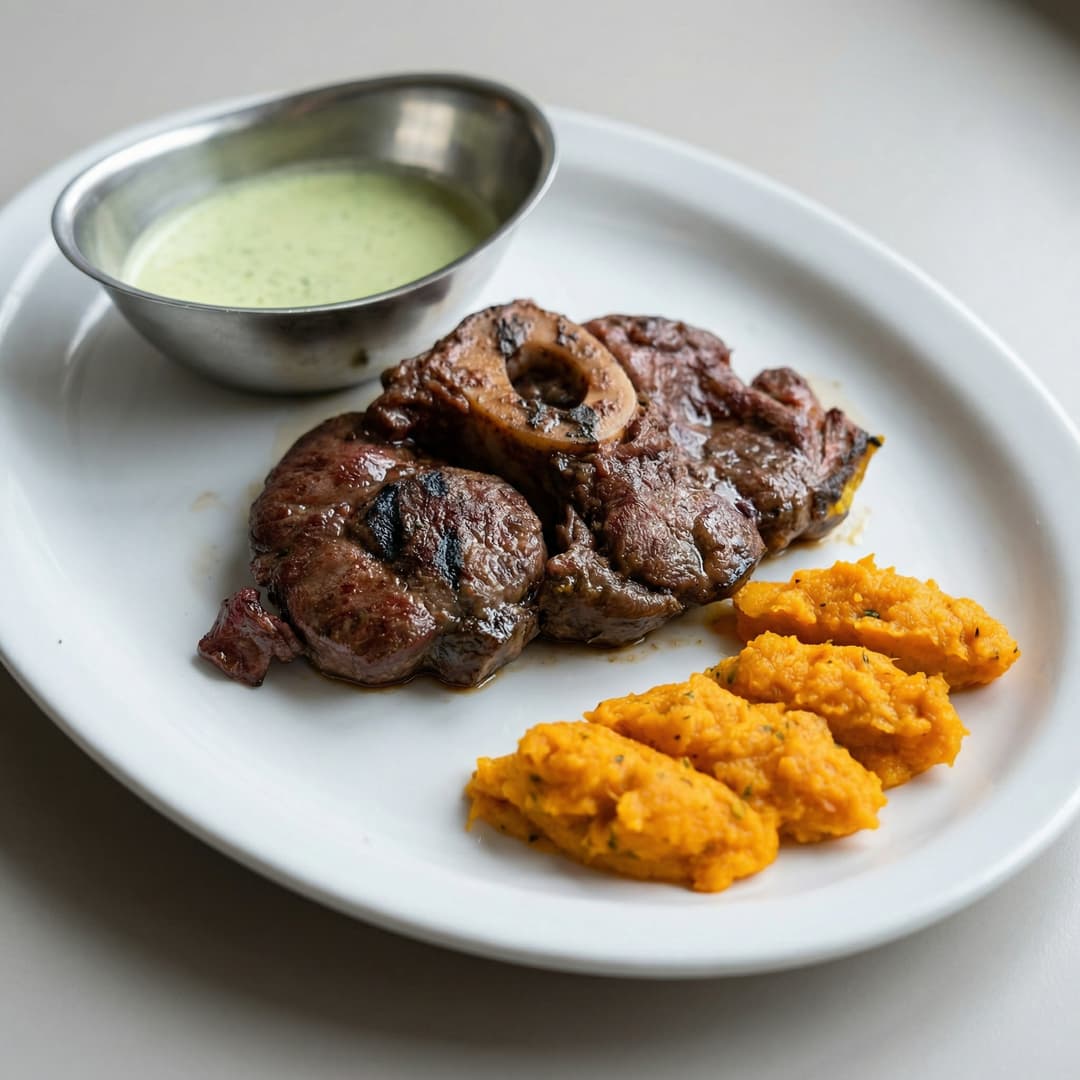 Оссобука с пюре из батата