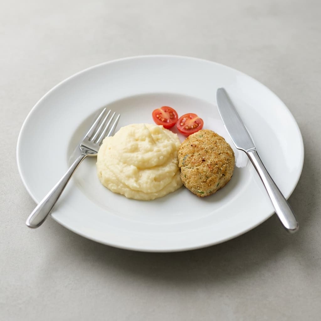 Домашняя рыбная котлета с картофельным пюре