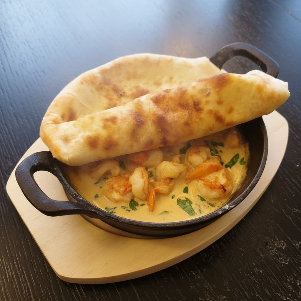 Креветки фламбе в лисочном соусе