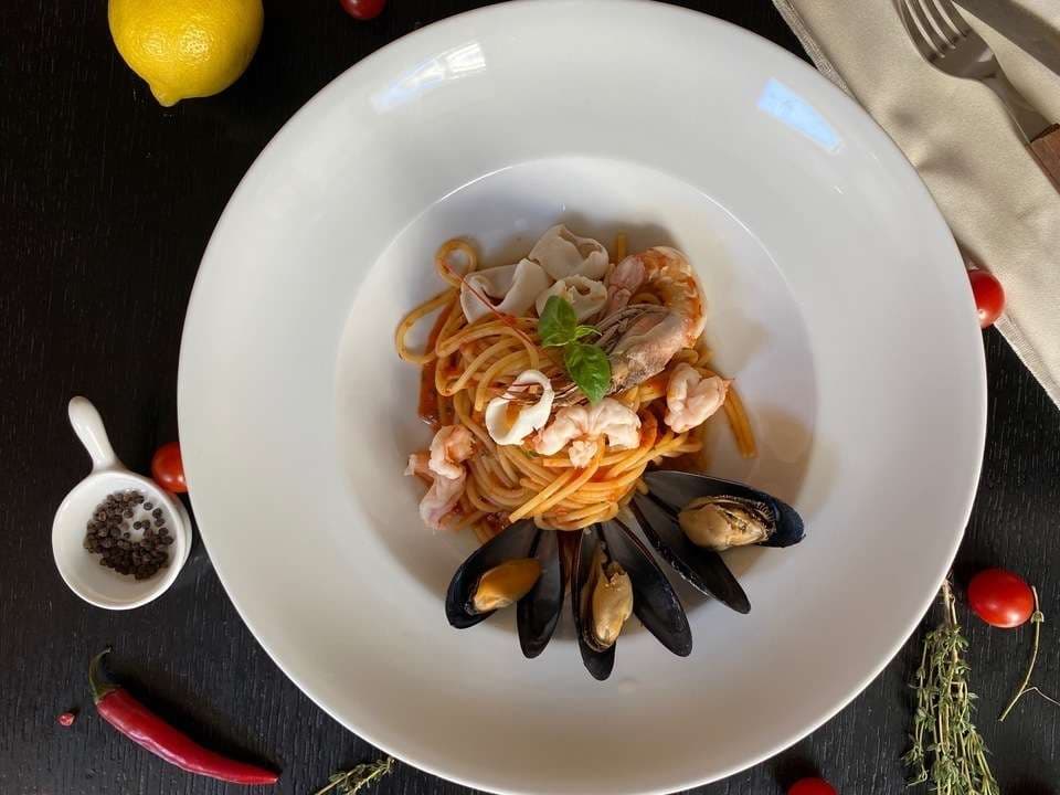 Спагетти с морепродуктами